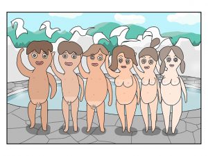 [RE192553] GIF Para Para Manga – 6 Men and Women at the Beach and the Hot Springs